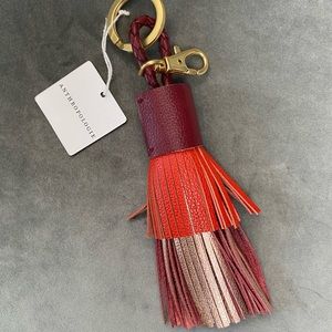 Anthropologie Leather Tassel Keychain Bag Charm
